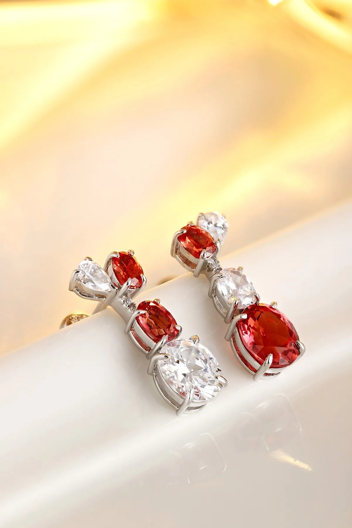Gemfiori Anster High Quality S925 Lab Grown Ruby Earring Stud Dainty Gemstone Stud Earrings for Women Daily Wear Gift
