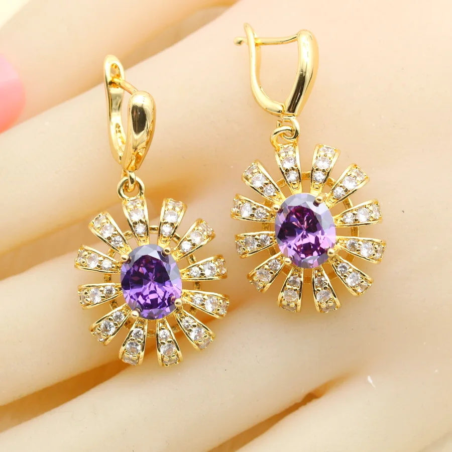 XOTICA 18k Gold Jewellery Set for Ladies Zircon Earrings Necklace Pendant Ring Bracelet Gift for Wedding Occasions