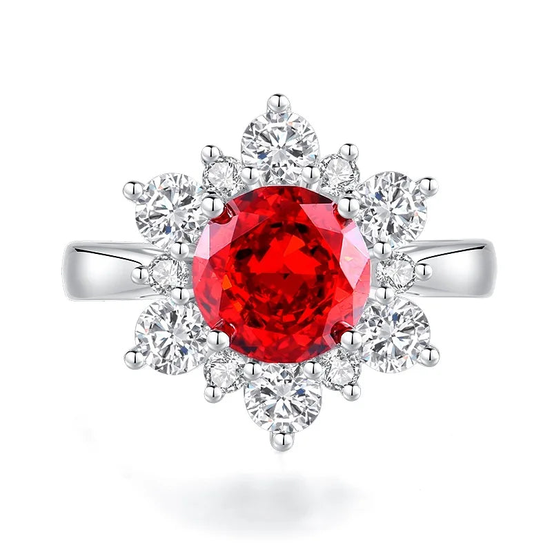 Wholesale Custom 925 Sterling Silver Ruby Rings Women Anniversary Wedding Red 5A 8A Zirconia Rings Jewelry Supplier Manufacturer