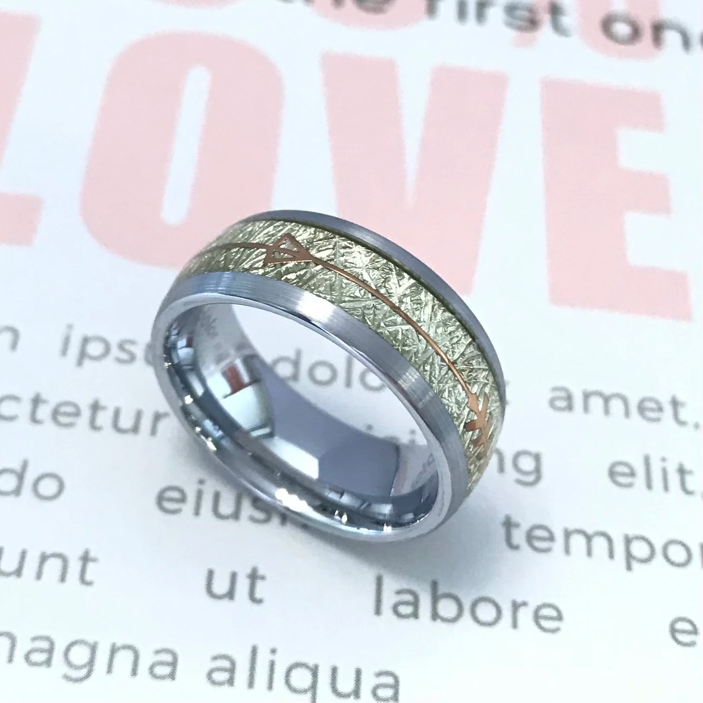 Wholesale Men Jewelry Ring 8mm Arrow Stripe Dome Gift Tungsten Carbide Ring comfort Fit