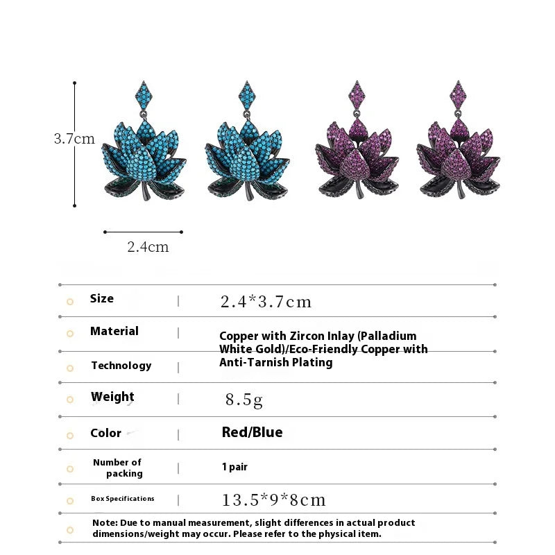 ArtistA Luxury High-Grade Needle Heavy Industry Zircon Multi-Layer Lotus Drop Earrings Fashion Accessory