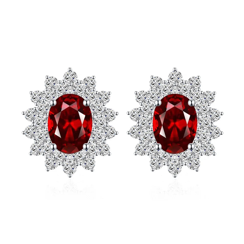 SILVERELLI Oval Colour Zircon Stud Earrings | 925 Sterling Silver | Multi-Plated
