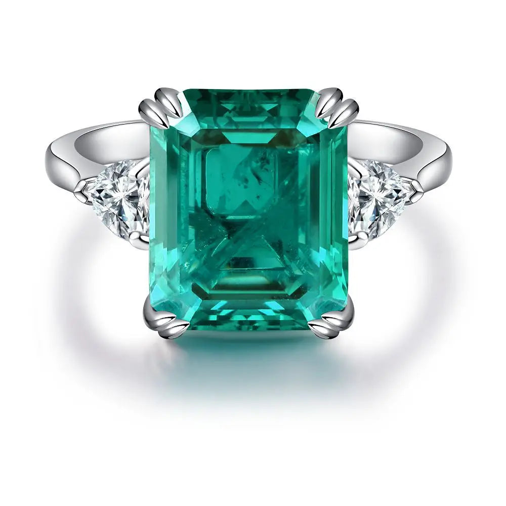 Wholesale 925 Sterling Silver Emerald 5A 8A Zirconia Ring Women Engagement Wedding Rings Custom Jewelry Manufacturing Supplies