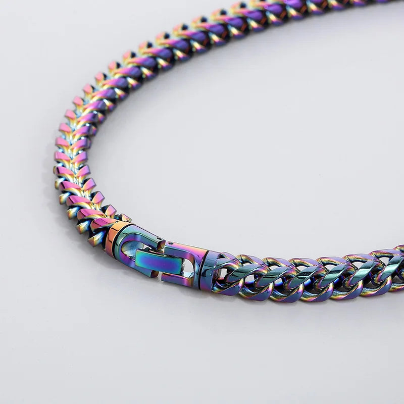 REBEL 650mm Fashion Gold/Silver/Black/Blue/Rainbow Stainless Steel Herringbone Chain Link Necklace