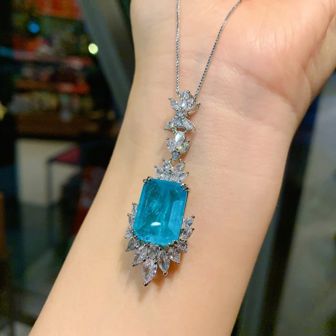 S&S Blue Zircon Flower Jewellery Set – Pendant, Ring & Ear Studs | Collection
