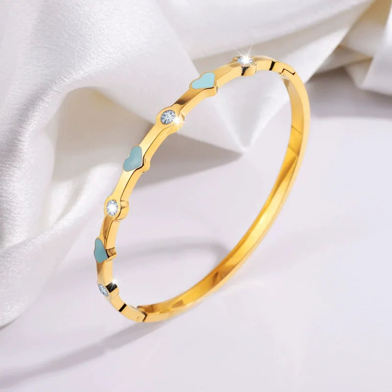 REBEL Stainless Inoxydable Stainless Steel 18K Gold Plated Roman Women Fashion Jewelry Bracelets Bangles