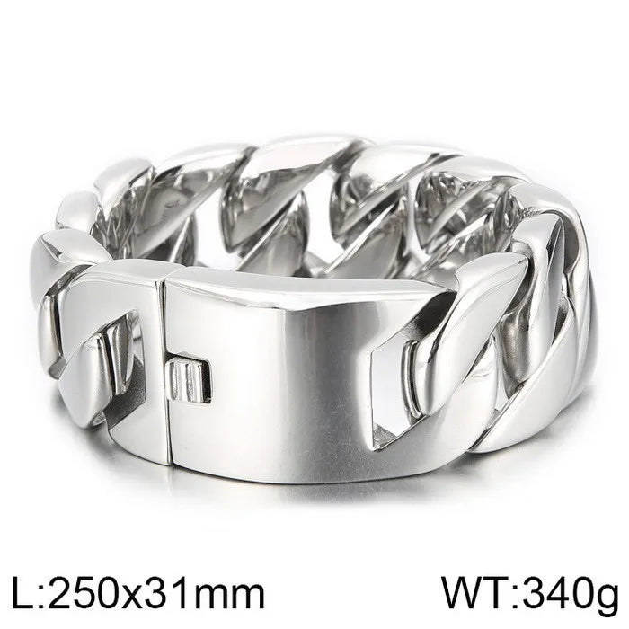 S&S European American Hip-Hop Fashion Coarse Cuban Chain Necklace Men Women 316L Stainless Steel Bracelet