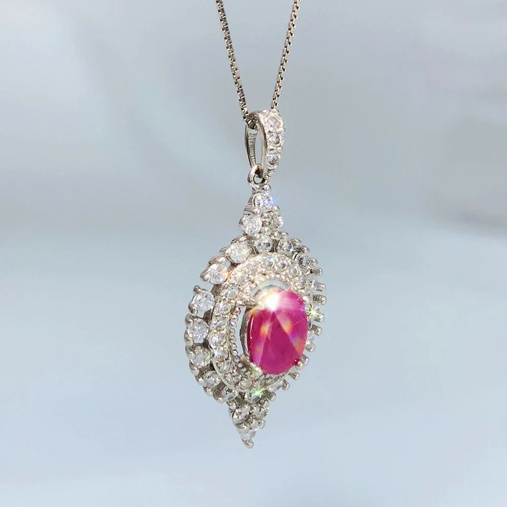 Gioiellieri 925 Silver Ruby Pendant with Natural Red Gemstone for Women July Birthstone Fine Jewelry Wedding Engagement Fashion Jewelry Gift