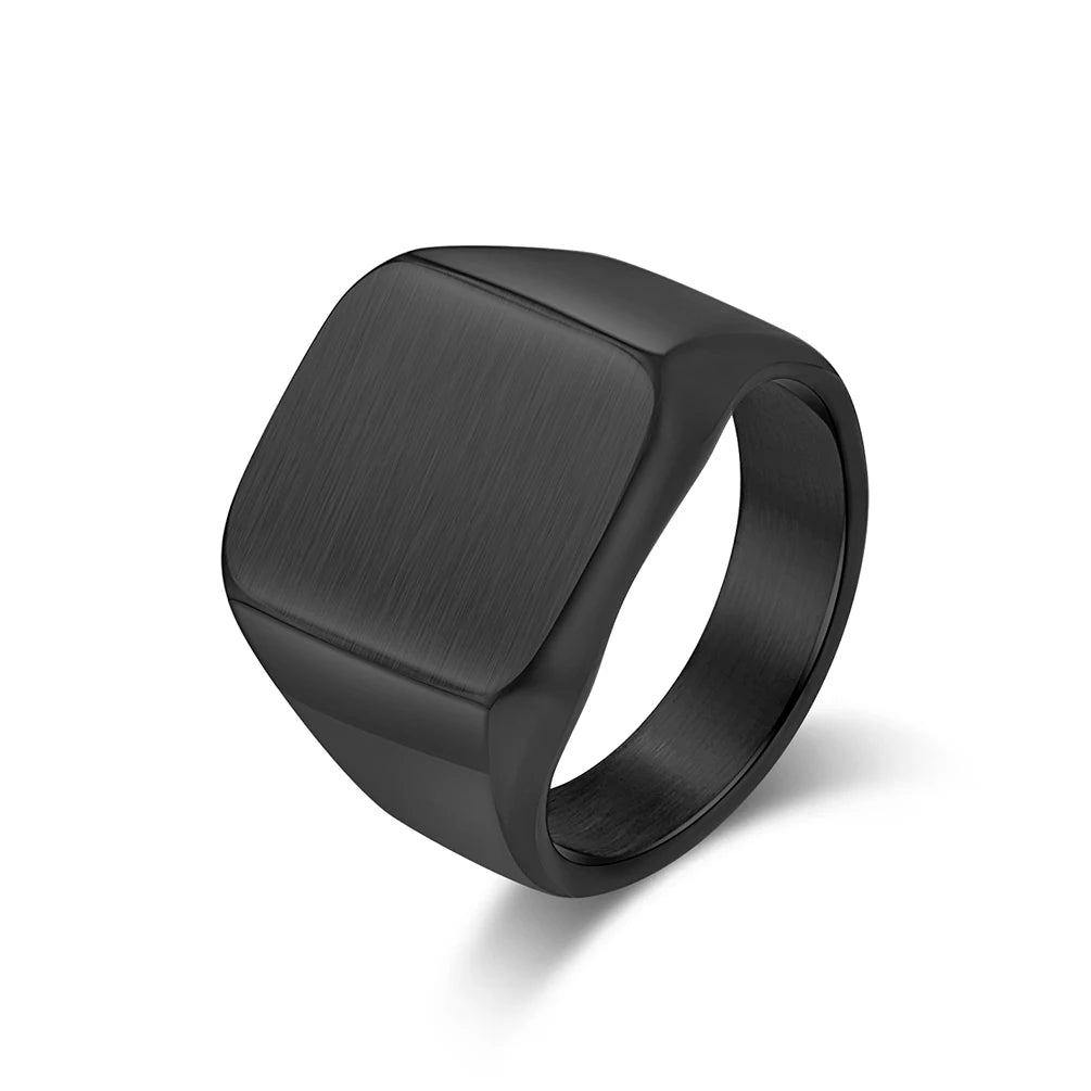 REBEL Fashion Stainless Steel Jewelry Polish 18k Gold Plated Stainless Steel Ring Mens Simple Plain Steel Black Ring Price