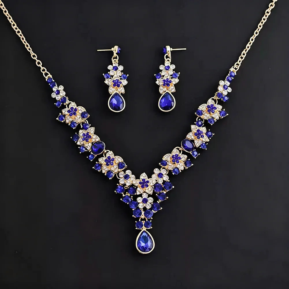 XM S344 Zircon Bridal Tiara Necklace & Earrings Set