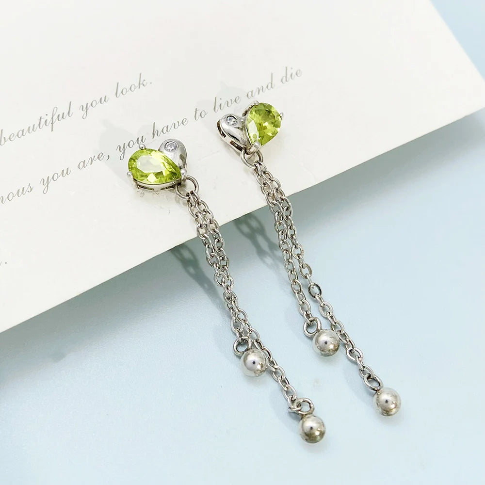 Gioiellieri Natural Peridot Drop Earrings with Sterling Silver 925 Jewelry for Women Fine Jewelry Fashion Accessories Wedding Gift