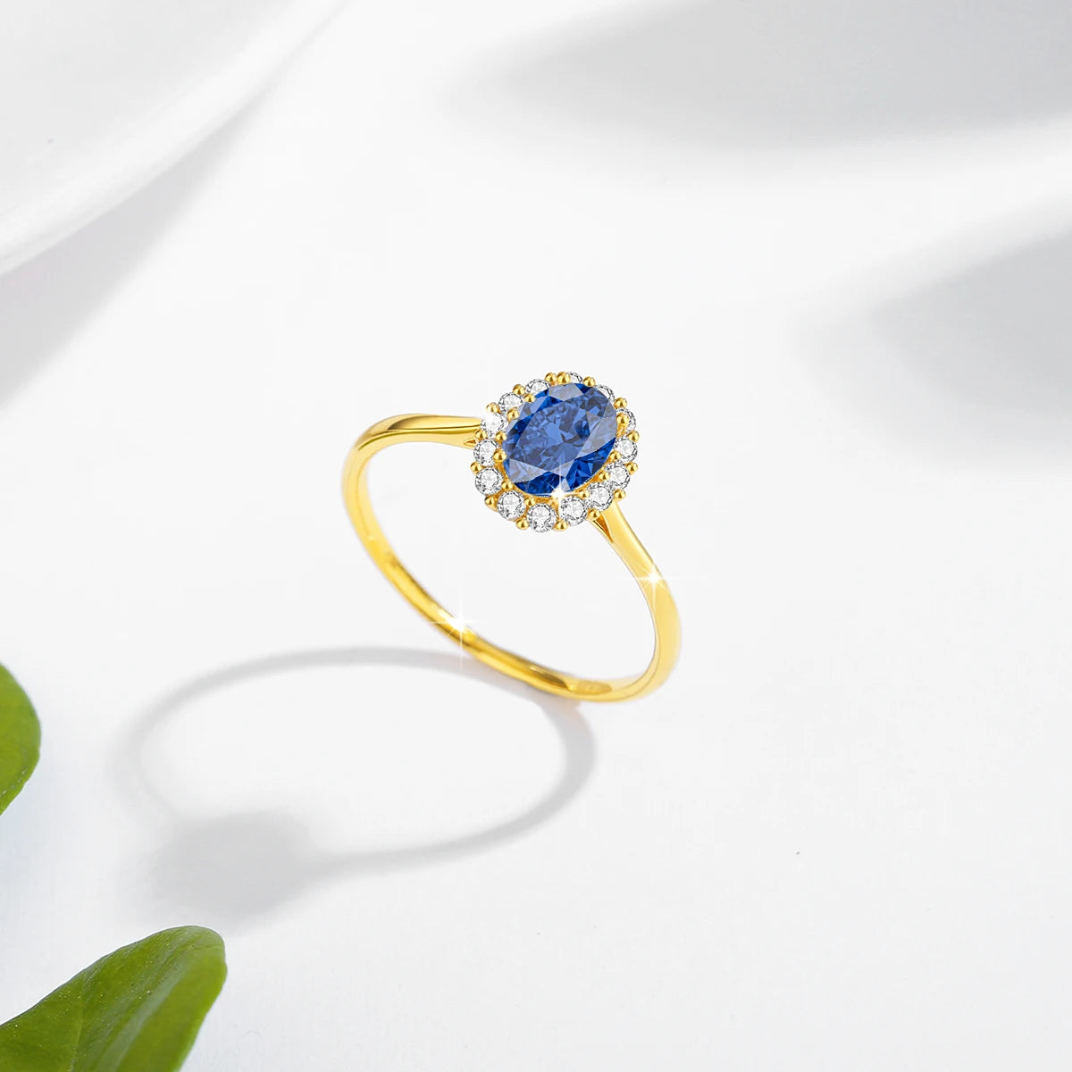 REDheart Fine Jewelry Corundum Sapphire Ruby Emerald Zircon Oval Gemstone Woman Engagement Wedding Halo Oro De 14 k Gold Hollow Rings