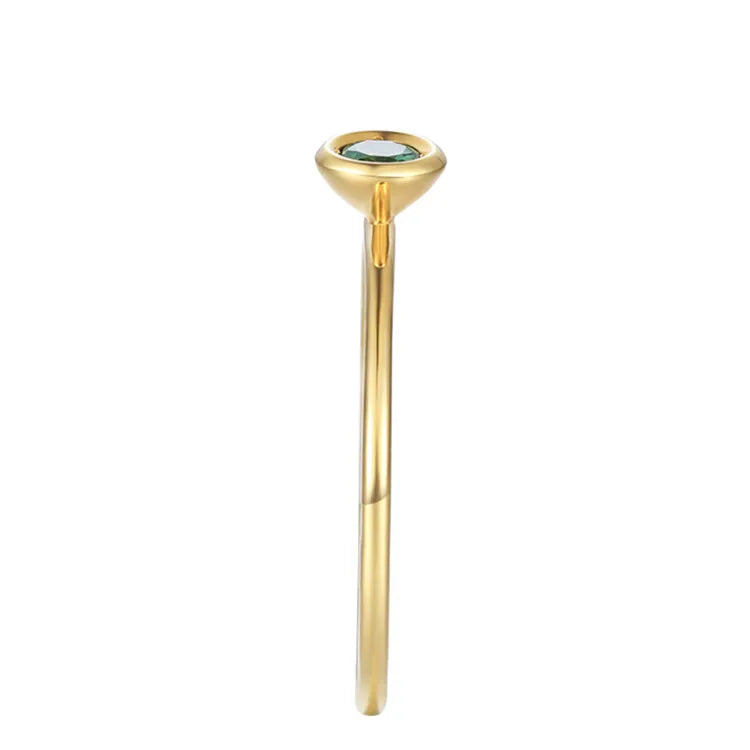 Gemfiori Messi Jewelry Classic Chic Emerald Stone Solitary 14k 18k Yellow Gold Ring for Women