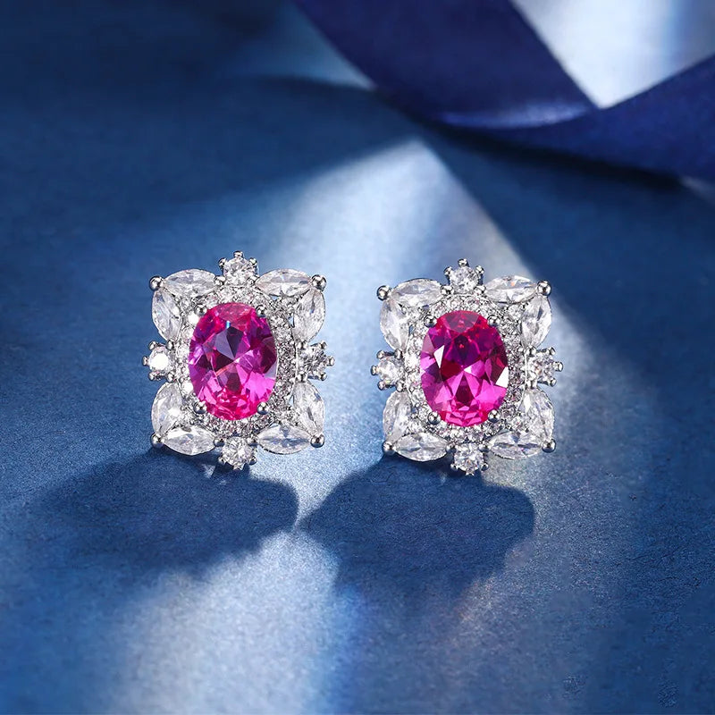 Gemfiori New High-end Design Jewelry Set Inlaid with Blue Zircon Pendant Ring Earrings European and American Luxury Jewelry
