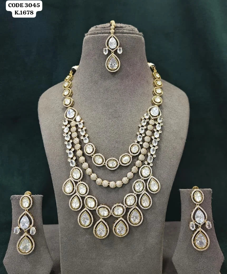 Luxury Kundan Necklace Set for Women Gold Plated CZ Bridal Wedding Party Traditional Ruby Pearl Jewelry with Earrings