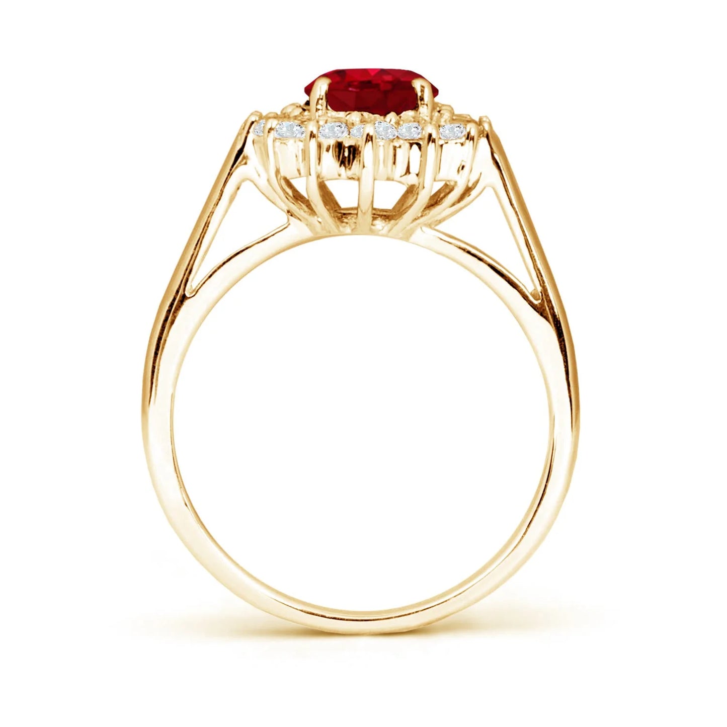 Natural 9*7MM Oval Cut Red Ruby Gemstone Proposal Ring 14K Solid Gold Diamond Accented Fine Women Jewelry Ring Wholesale