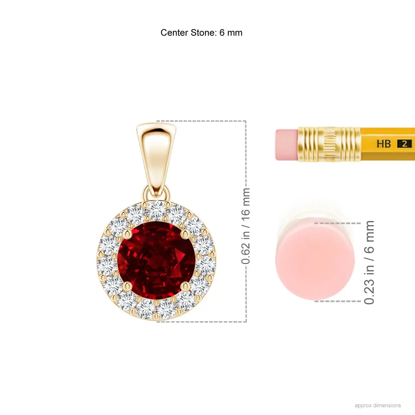 High Quality Natural 6MM Round Cut Ruby Gemstone & Diamond Halo Pendant Casual Every day Wear Unisex IGI Certified Pendant OEM