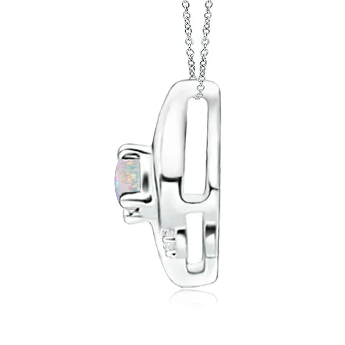2026 14K Pure Gold Natural Oval Cut Opal Shell Style Pendant With Diamond Classic Handmade Fine Jewelry Anniversary Gift For Her