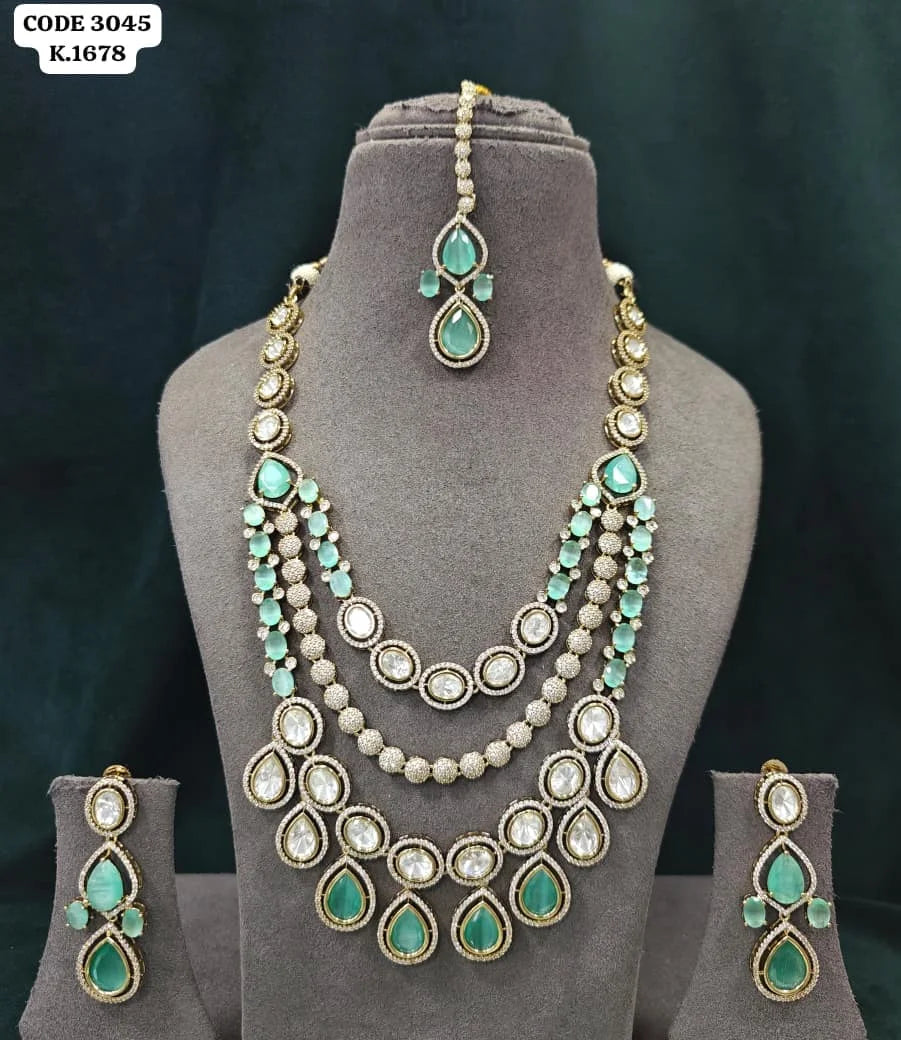 Luxury Kundan Necklace Set for Women Gold Plated CZ Bridal Wedding Party Traditional Ruby Pearl Jewelry with Earrings