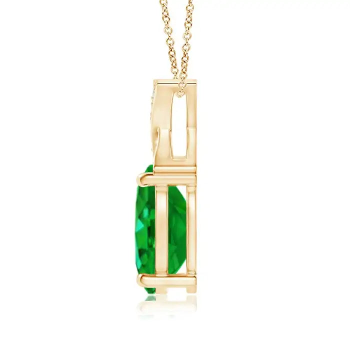 14K Solid Gold Natural Oval Emerald XO Pendant With Diamonds Fine Jewellery May Birthstone Luxury Anniversary New Arrival 2026