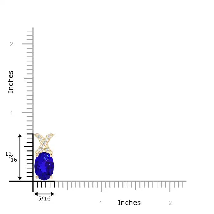 3.04G14K Gold 8x6MM 1.1Ctw Oval Cut Tanzanite "XO" Shape Pendant With Pave Sett Diamonds Unisex Fine Jewelry Luxury Pendant OEM