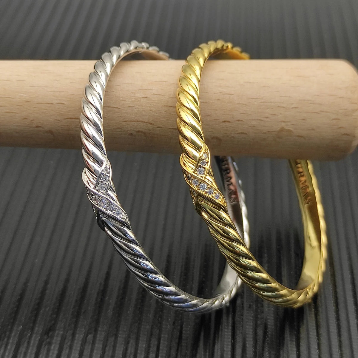FASHIONISTA DY High-Quality Gold and Diamond Bangle, Luxury Unisex Silver and Diamond Bracelet, Jewelry