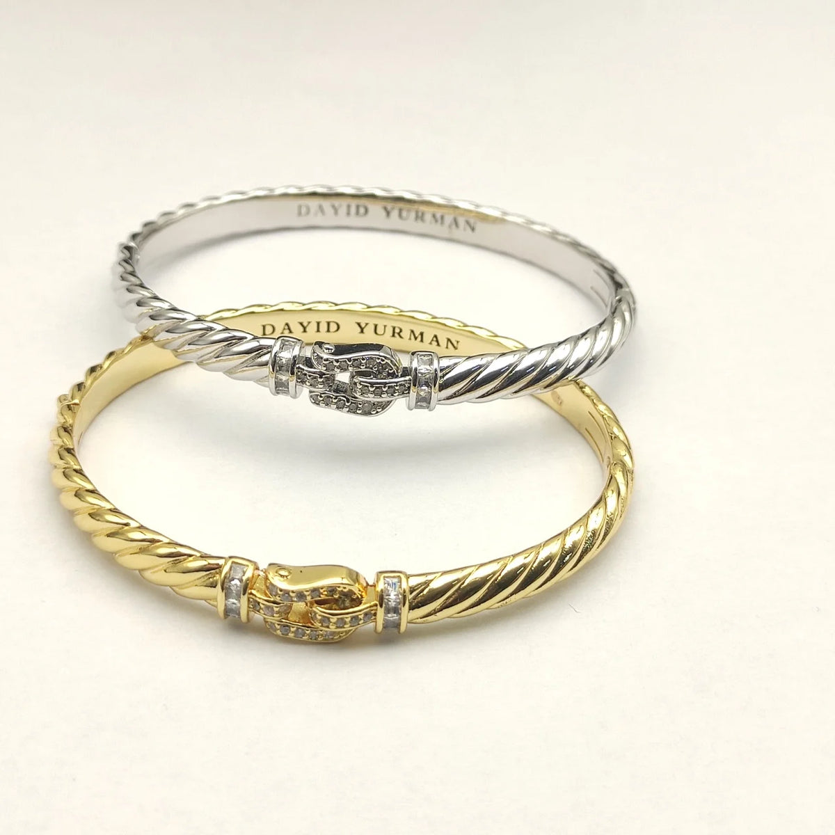 FASHIONISTA DY High-Quality Gold-Plated Engraved Wave Diamond-Set Bangle, Unisex Silver-Plated Diamond-Set Bangle, Jewelry
