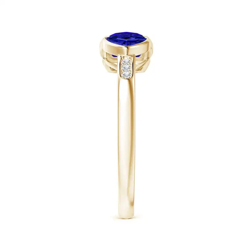 Cushion & Trillion Tanzanite Sagittarius Two Stone Ring Handmade Customized Fine Jewelry Wedding 14K Solid Gold
