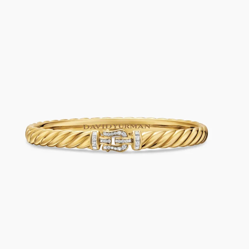FASHIONISTA DY High-Quality Gold-Plated Engraved Wave Diamond-Set Bangle, Unisex Silver-Plated Diamond-Set Bangle, Jewelry
