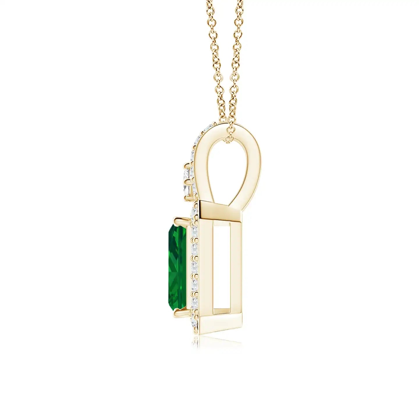 14K Solid Gold Natural Emerald-Cut Emerald Halo Pendant With Natural Diamond Fine Jewellery Anniversary Gift For Her 2026