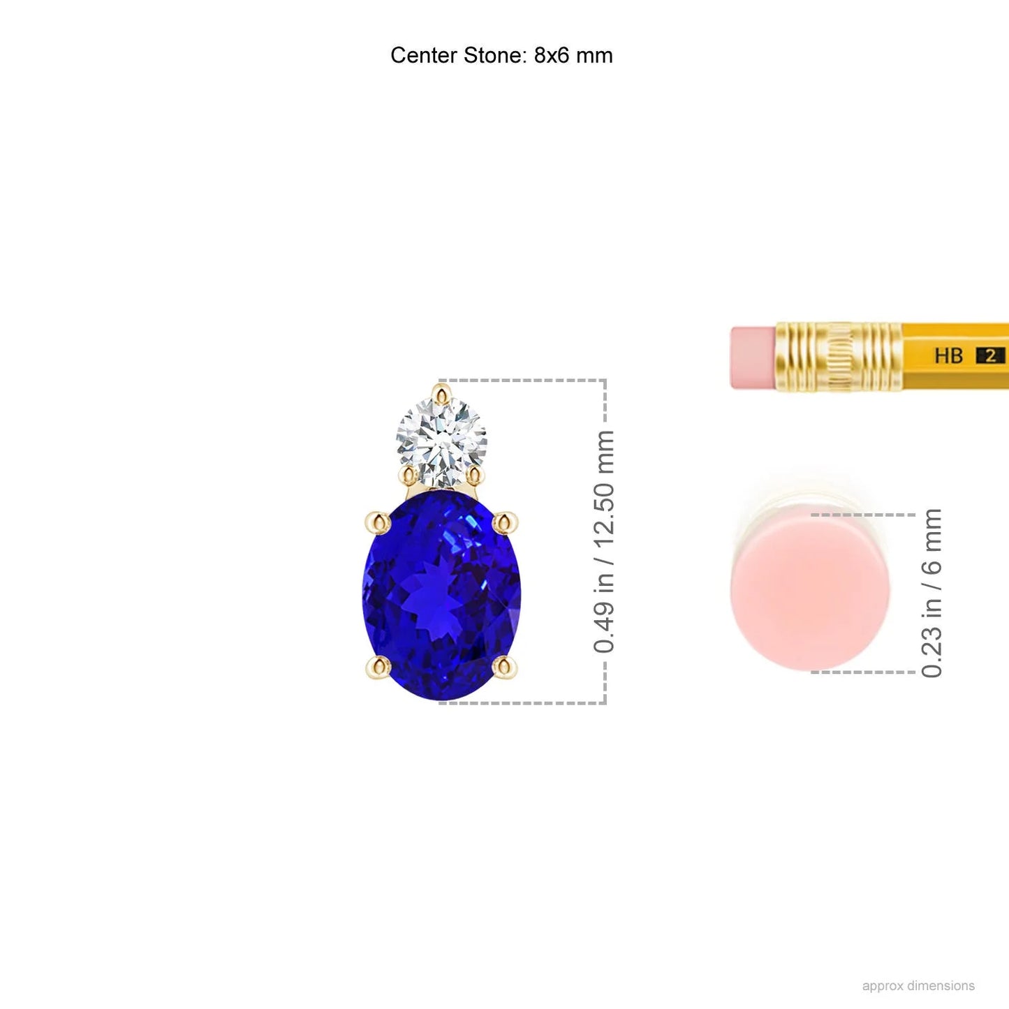 14k Solid Gold Natural Oval Blue Sapphire Solitaire Pendant With Diamond Prong Setting Two Stone Pendant Link Chain Necklace
