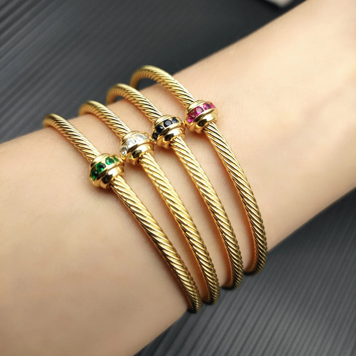 FASHIONISTA DY High-Quality Gold-Plated Diamond-Set Bangle, Unisex Silver-Plated Diamond-Set Bangle, Jewelry