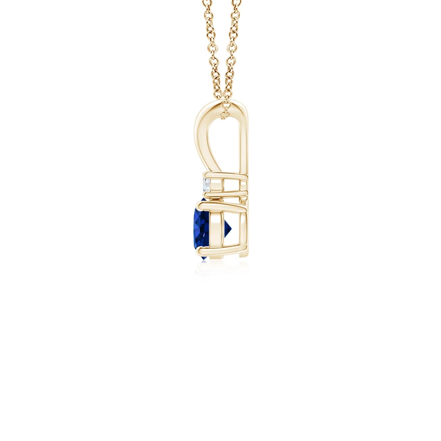 High Quality 14K Gold Natural Blue Sapphire With Diamond Two Stone Pendant 18K Gold V Bale IGI Certified Pendant Link Necklace
