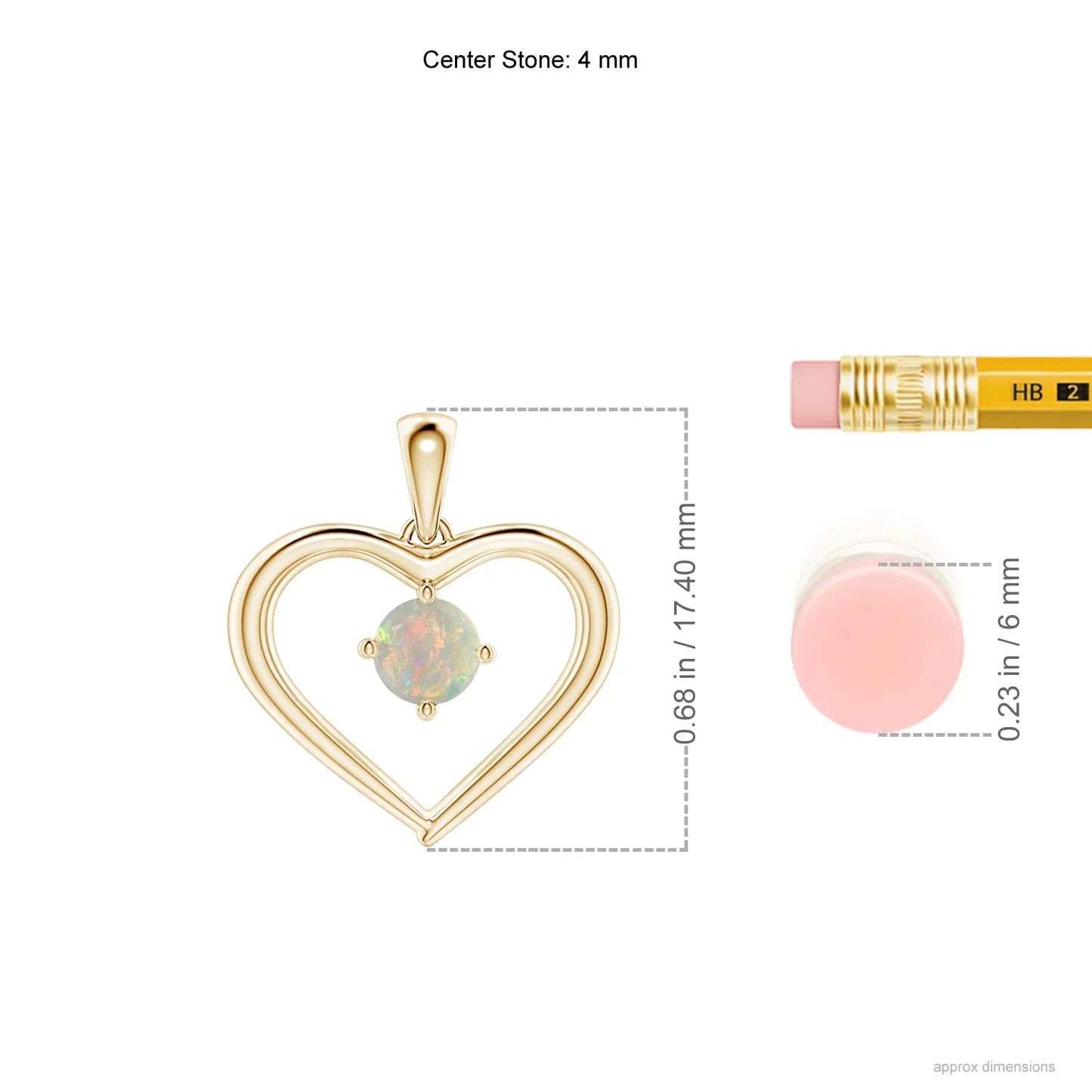 14K Solid Gold Natural Round Opal Solitaire Open Heart Pendant 2026 New Arrival Romantic Lover's Gift Fine Jewelry Gold Pendant