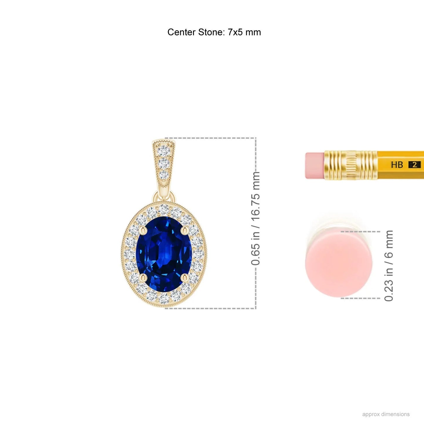 14k 18K Gold Vintage Style Oval Blue Sapphire Gemstone Pendant With Diamond Halo Sett Daily Wear Handmade Fine Jewelry Pendant