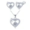 Jewelry Set Rose Edge Moissanite Stud Earrings 925 Sterling Silver Heart Shape Pendant Necklace