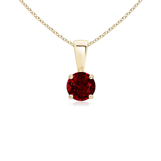 14K 18K Pure Gold Round Cut 0.24Ct Natural Red Ruby Gemstone Solitaire Pendant Handmade 2026 New Trending Casual Wear Necklace