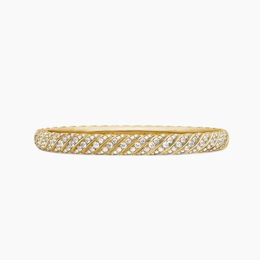 FASHIONISTA DY High-Quality Gold-Plated Diamond-Set Wave Bangle, Unisex Silver-Plated Diamond-Set Wave Bangle, Jewelry