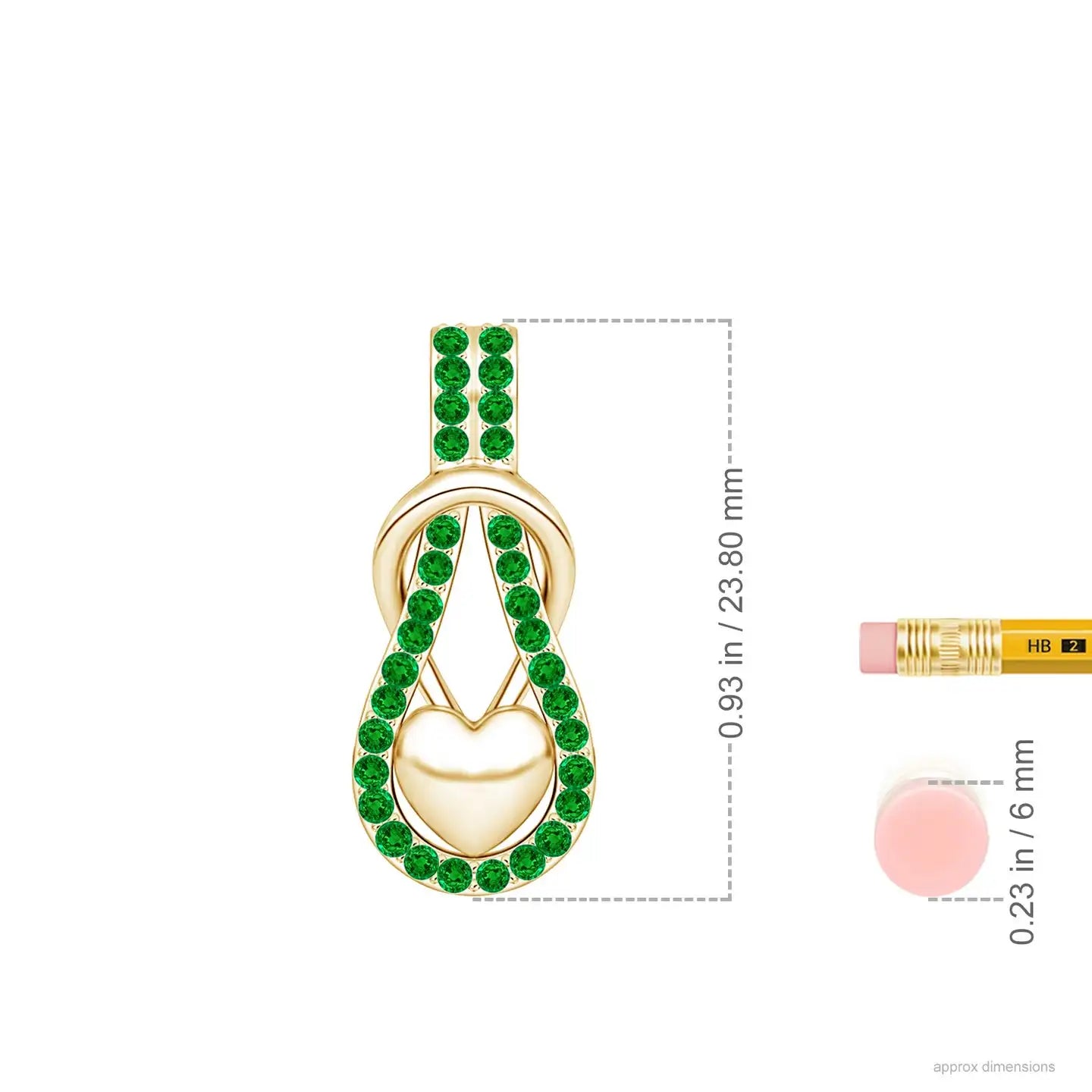 14K Pure Gold Natural Round Cut Emerald Beaded Infinity Knot Pendant With Gold Puffed Heart Beautiful Unisex Party Wear Pendant