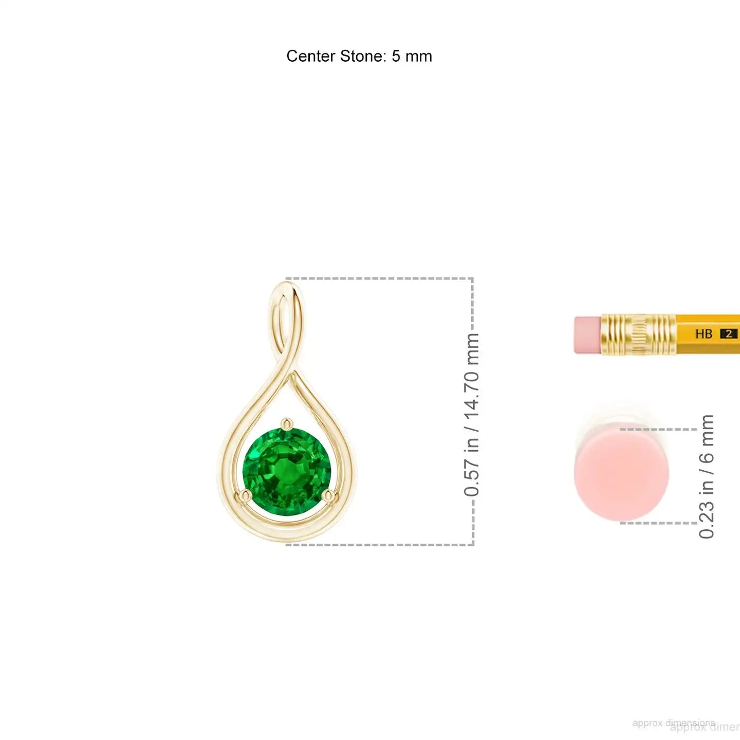 14K Solid Gold Natural Emerald Solitaire Round Infinity Twist Pendant Fine Jewellery Anniversary Wedding Gift For Her 2026