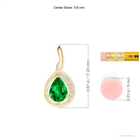 14K Solid Gold Natural Pear-Shaped Emerald And Diamond Loop Pendant Fine Jewellery Classic Anniversary Wedding Gift For Her 2026