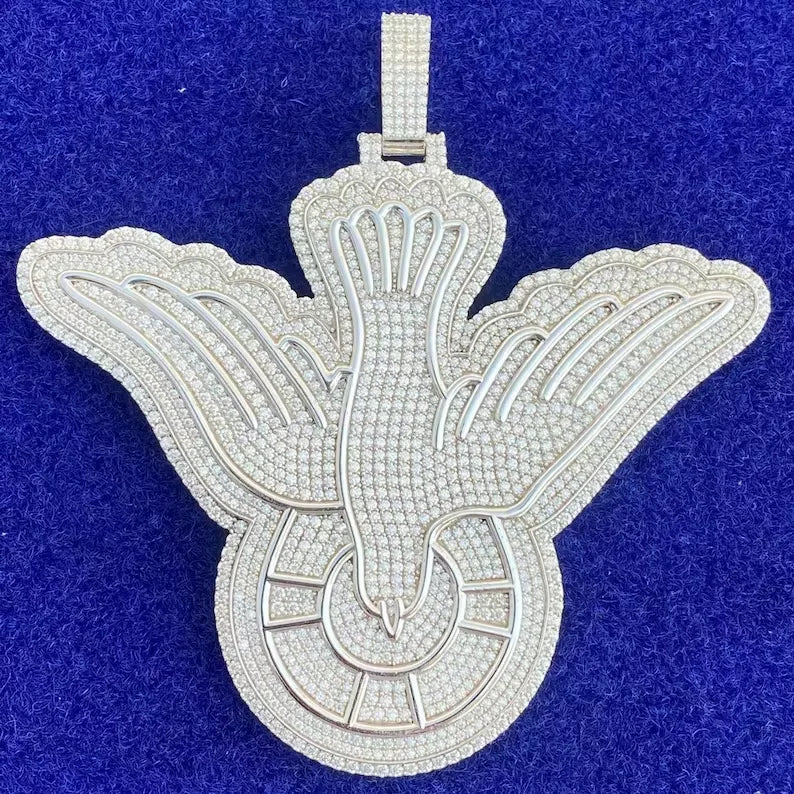 BiG-BOSS Iced Out Dove Bird Pendant Fully Moissanite Custom Hip Hop Statement Jewellery for Men