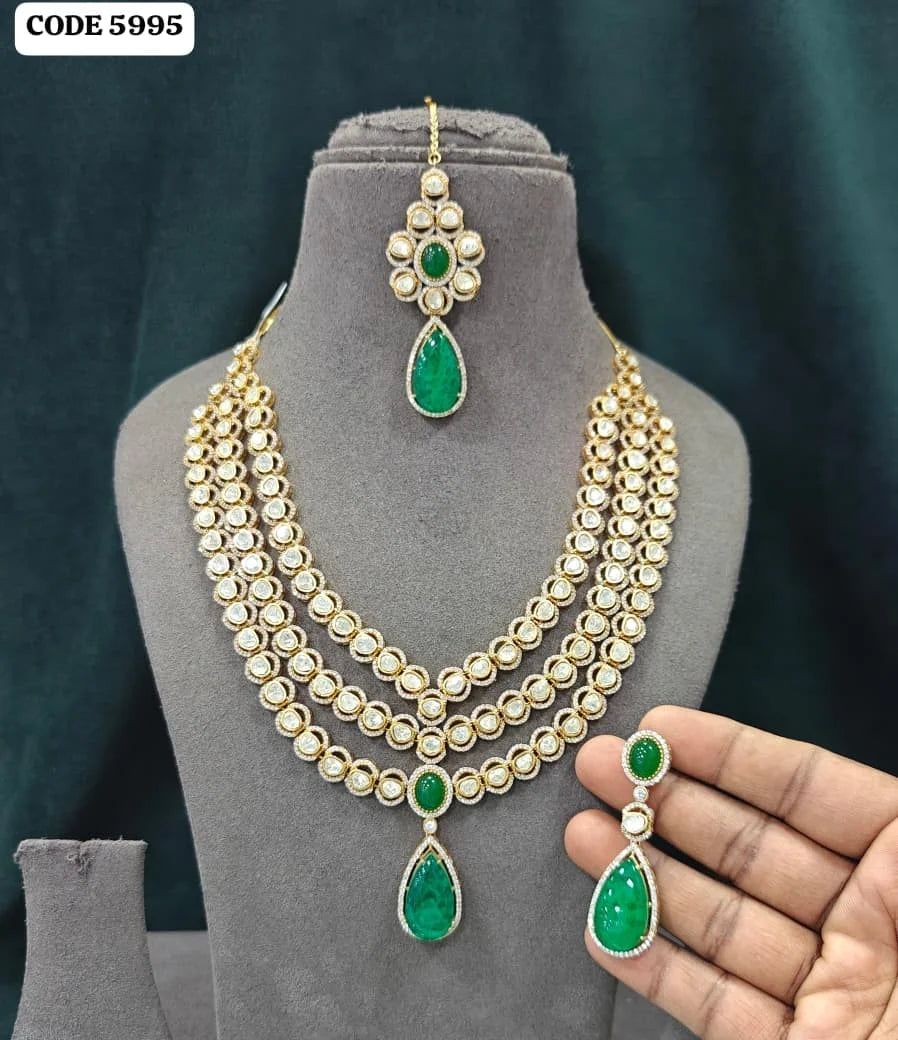Luxury Kundan Pearl Necklace Set for Women Pink Green Stone Bridal Wedding Party Wear Traditional Indian Jewellery Set For Women