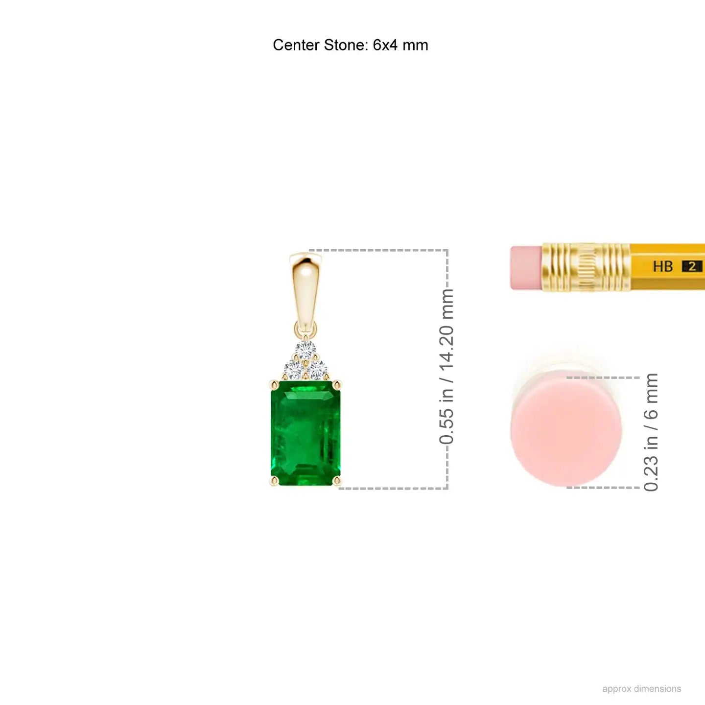 14K Solid Gold Natural Emerald-Cut Emerald Pendant With Diamond Trio Classic Fine Jewellery Anniversary Gift For Her 2026