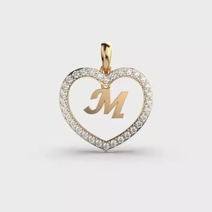 BiG-BOSS M in Heart Shape Custom Design Silver Love Alphabet Pendant with Moissanite New Price in India Diamond Pendants Charms