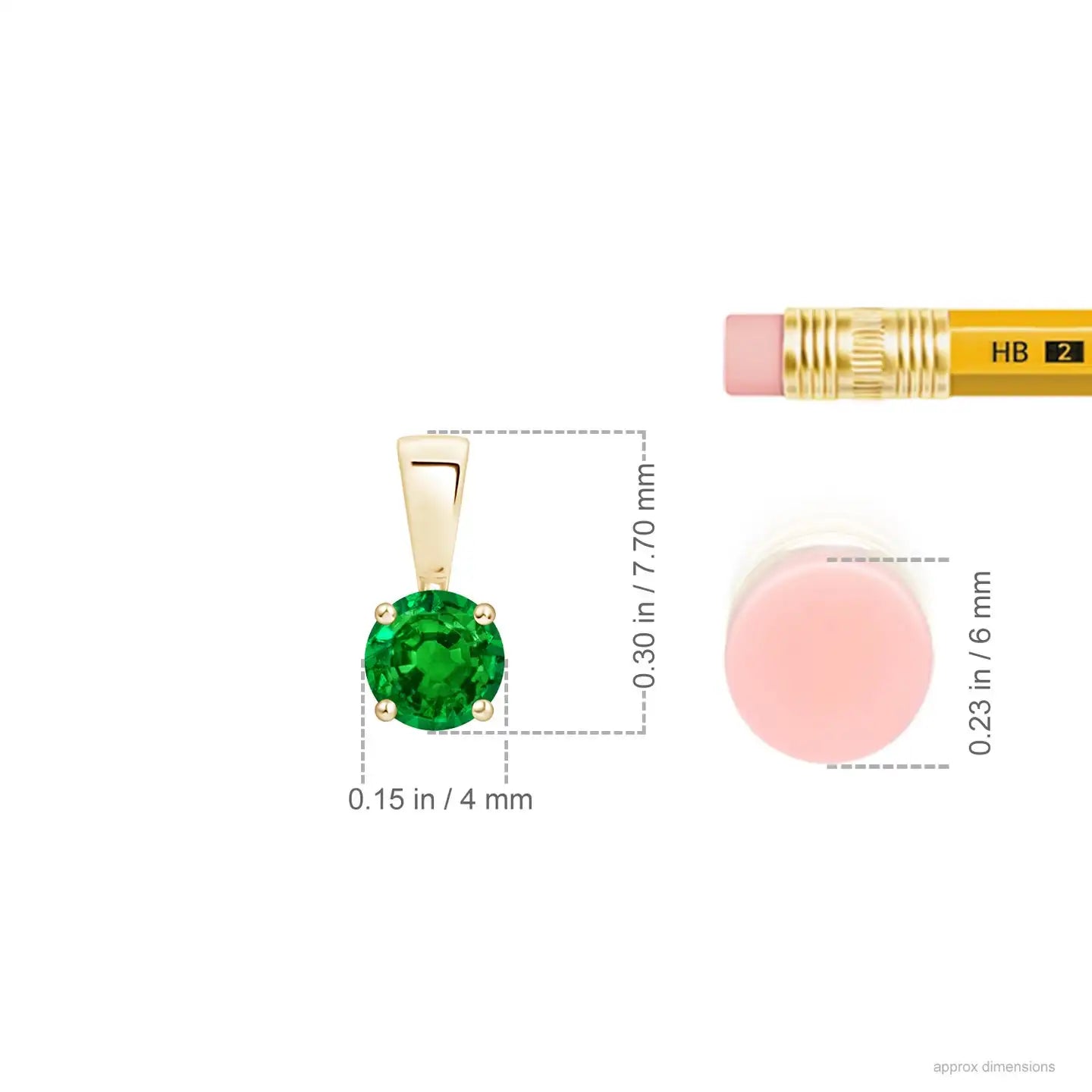 14K Solid Gold Natural Emerald Classic Prong-Set Round Solitaire Pendant Fine Jewellery Wedding Anniversary Gift For Her 2026