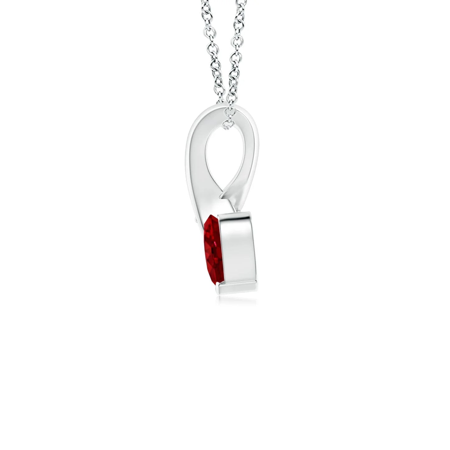 14K 18K Solid Gold Natural Heart-Shaped Red Ruby Ribbon Style Pendant With Diamond Classic Fine Jewelry Anniversary Gift For Her