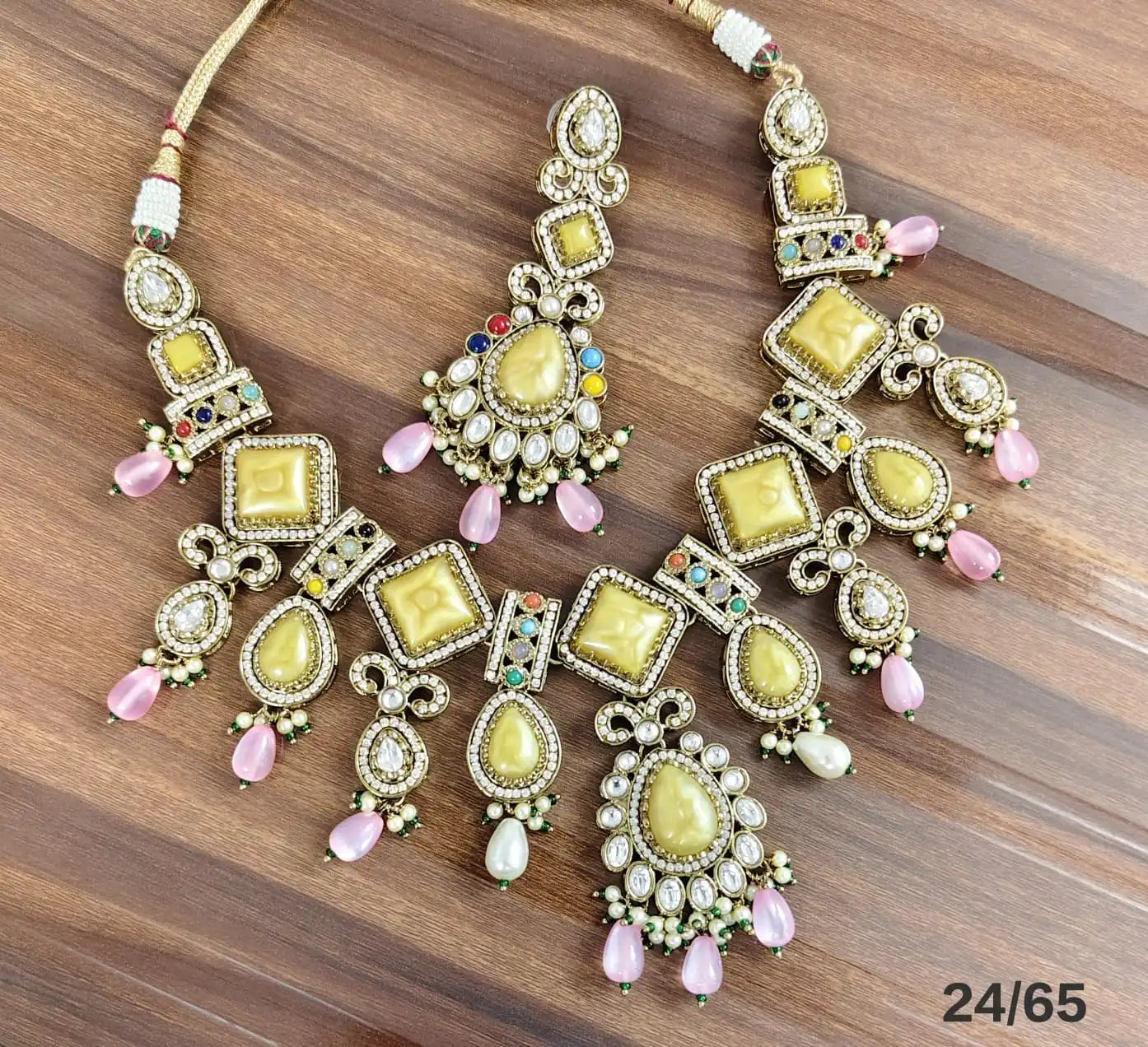 Luxury Turquoise Pink Kundan Necklace Set with Statement Earrings Traditional Bridal Party Wear Designer Jewelry Collection Set