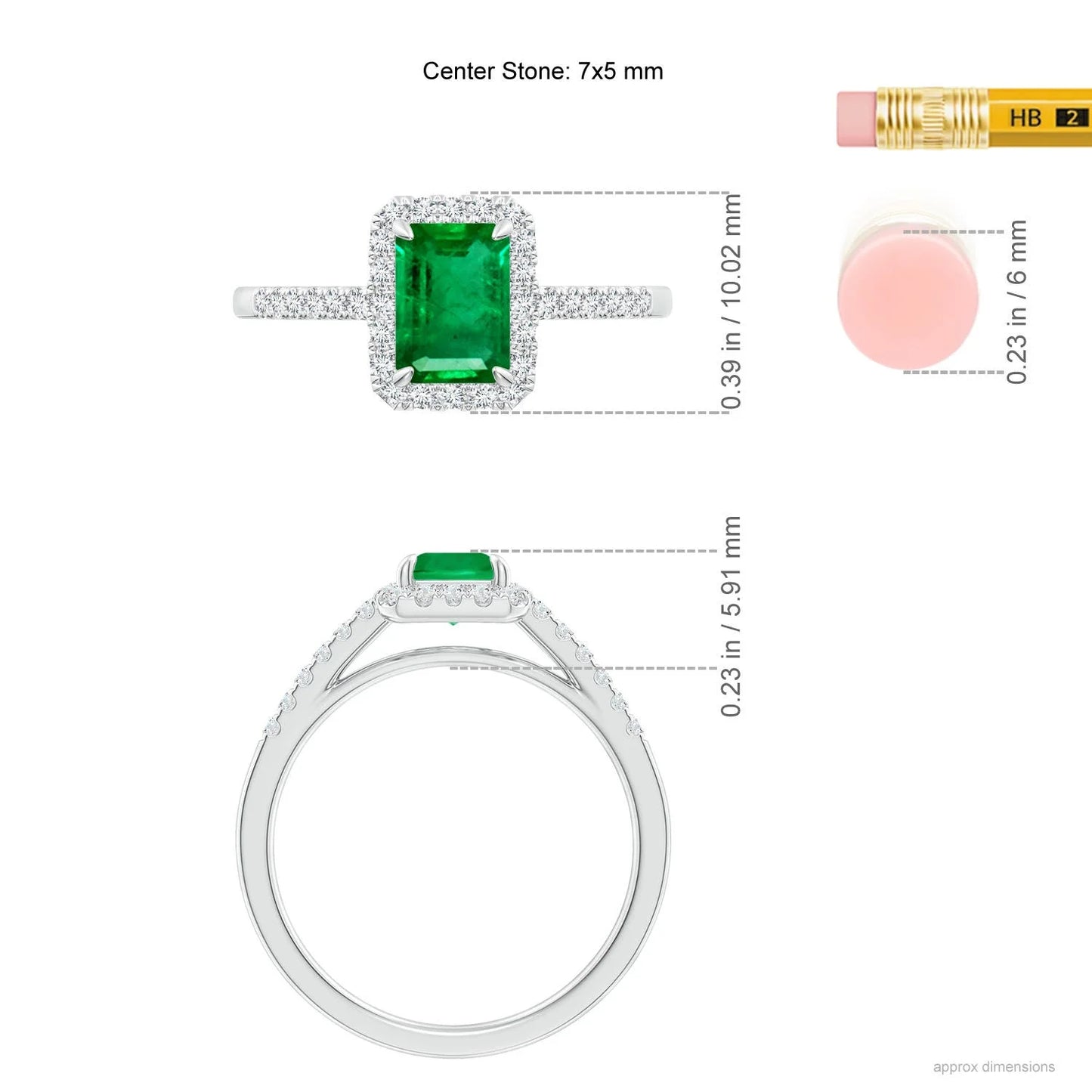 Top Quality 14k Gold 7*5MM Emerald Cut 1.10Ctw Emerald & Round Brilliant Cut Diamond Halo Ring Luxury Designer Engagement Ring