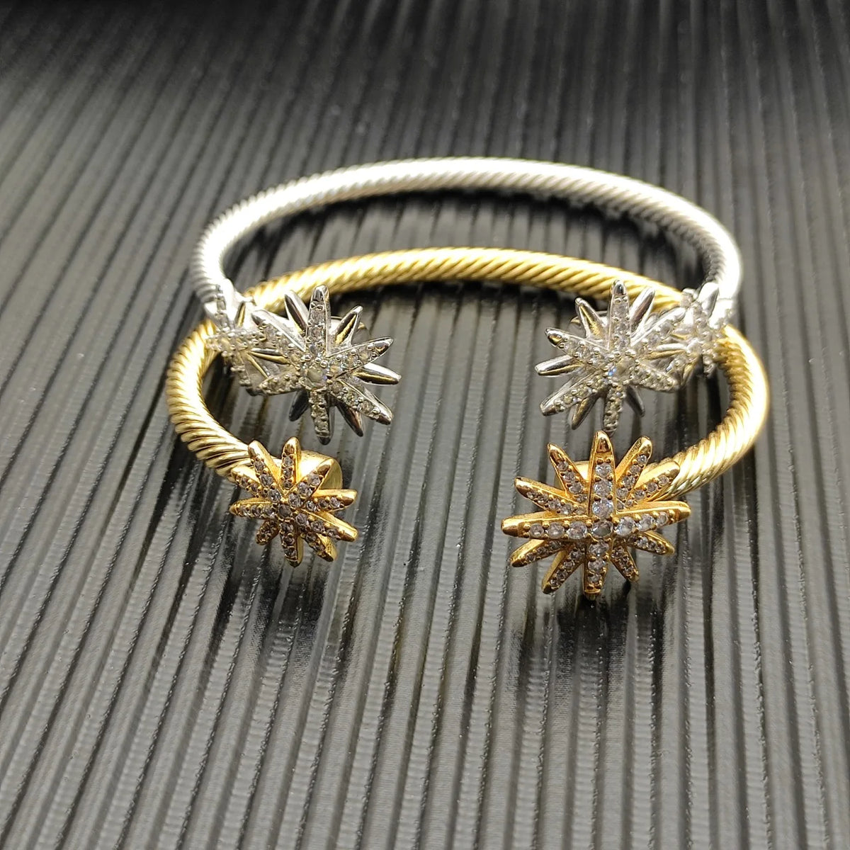 FASHIONISTA DY High-Quality Gold-Plated Diamond-Studded Bangle, Unisex Silver-Plated Diamond-Studded Bangle, Jewelry